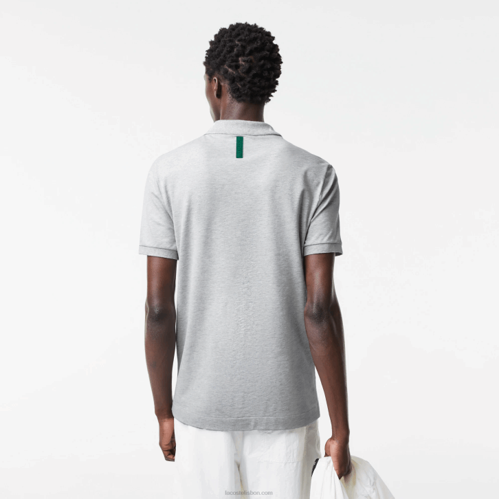 homens Lacoste chine cinza cca polo piquet stretch slim fit da marca 08D0778