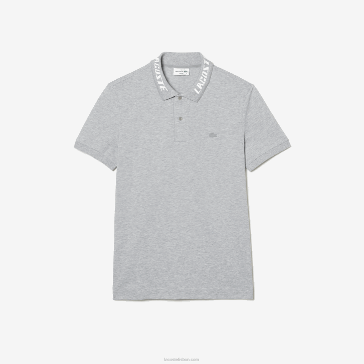 homens Lacoste chine cinza cca polo piquet stretch slim fit da marca 08D0778