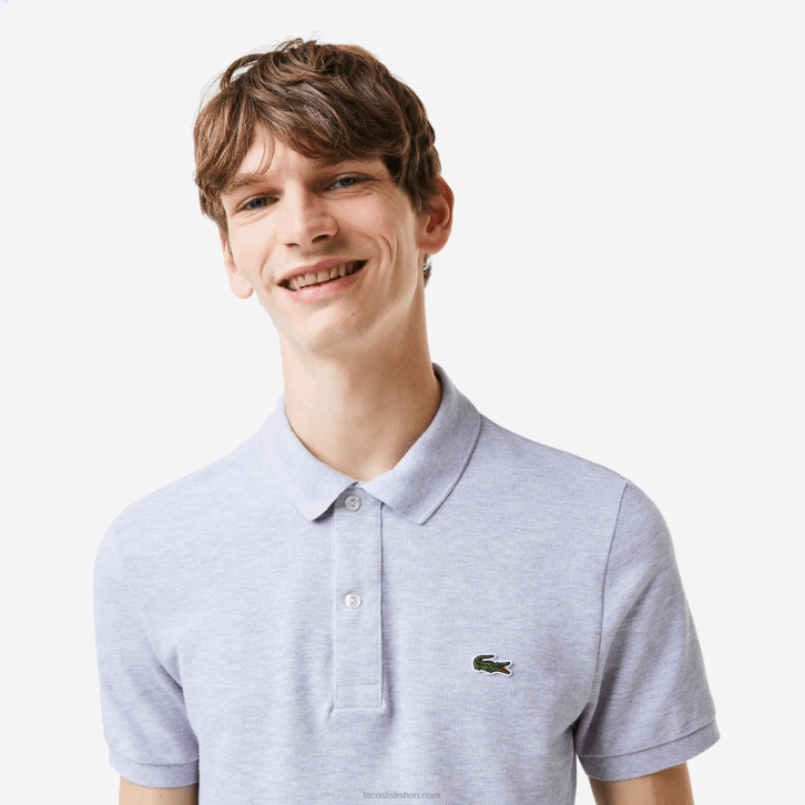 homens Lacoste chine cinza cca polo slim fit L.12.12 original 08D0766