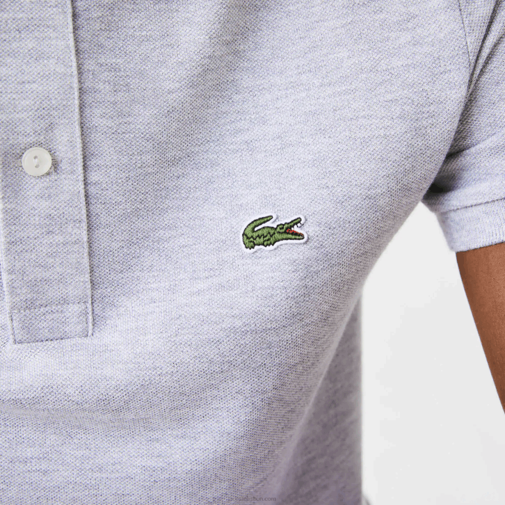 homens Lacoste chine cinza cca polo slim fit L.12.12 original 08D0766