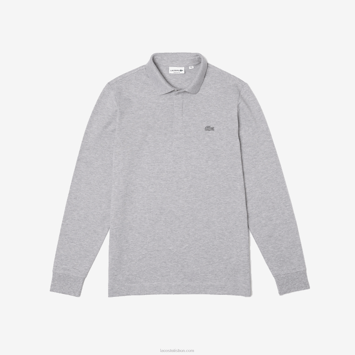 homens Lacoste chine cinza cca polo smart paris manga longa em piquê de algodão elástico 08D0668