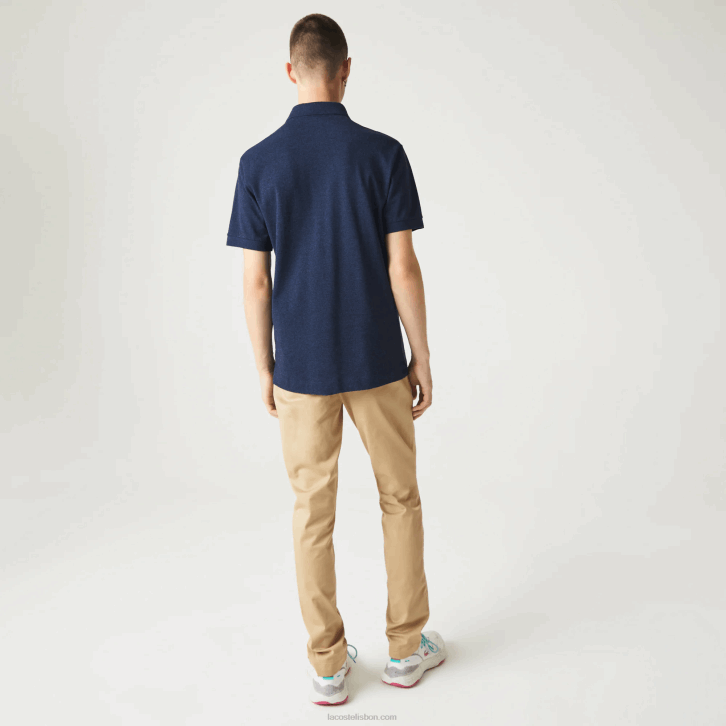 homens Lacoste chinelo azul 3gf polo smart paris em piquê de algodão elástico 08D0931