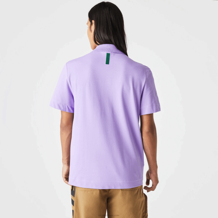 homens Lacoste gfu roxo pólo piquê de algodão respirável de movimento ativo 08D0602