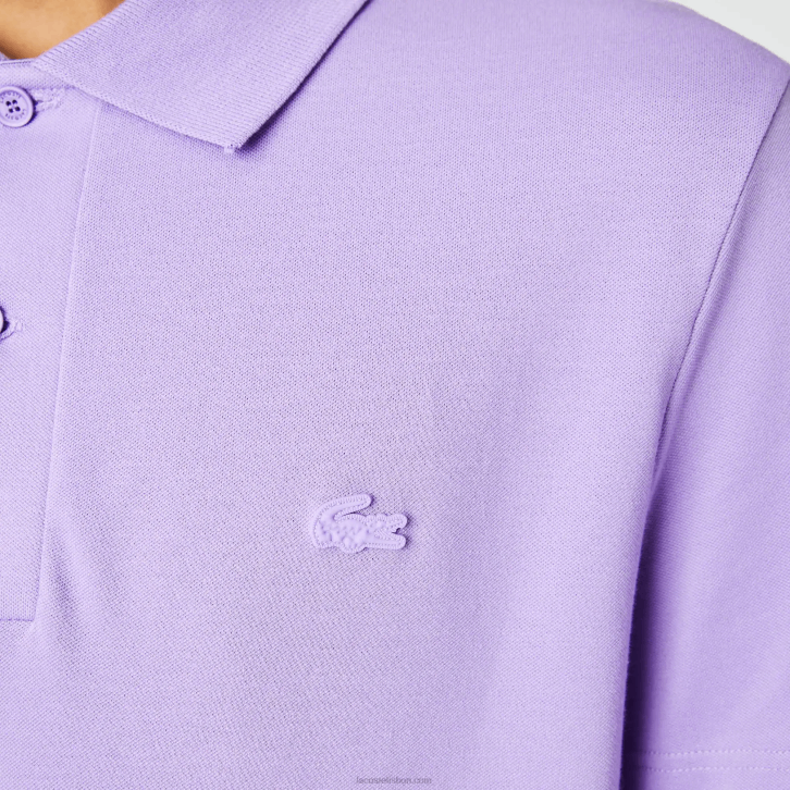 homens Lacoste gfu roxo pólo piquê de algodão respirável de movimento ativo 08D0602
