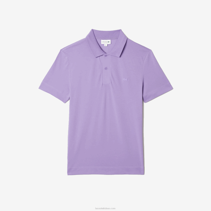 homens Lacoste gfu roxo pólo piquê de algodão respirável de movimento ativo 08D0602