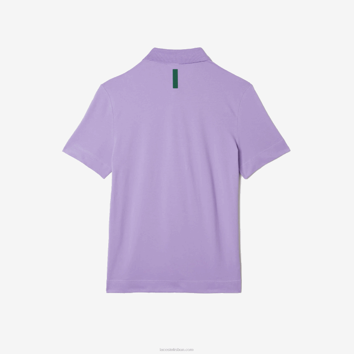 homens Lacoste gfu roxo pólo piquê de algodão respirável de movimento ativo 08D0602