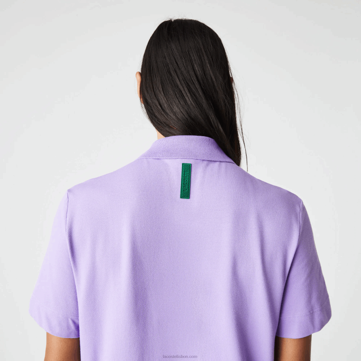 homens Lacoste gfu roxo pólo piquê de algodão respirável de movimento ativo 08D0602