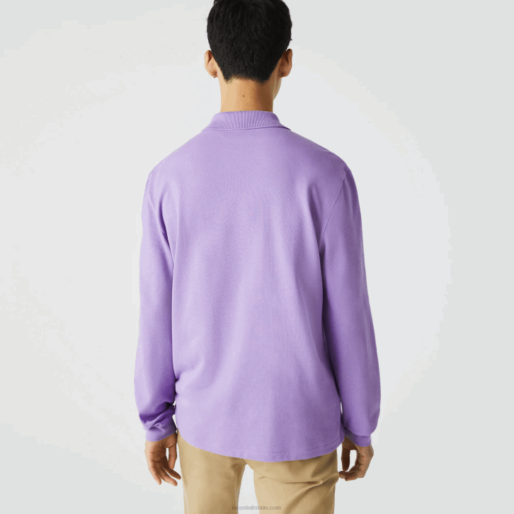 homens Lacoste gfu roxo polo manga longa L.12.12 original 08D0945