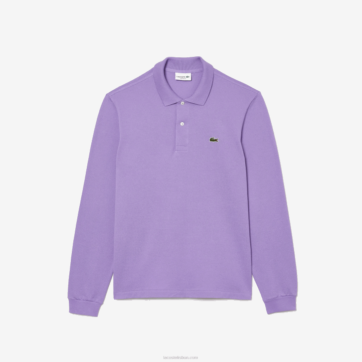 homens Lacoste gfu roxo polo manga longa L.12.12 original 08D0945