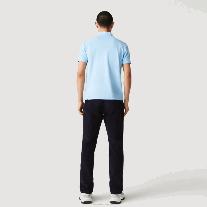 homens Lacoste hbp azul polo piquet slim fit gola com letras respirável leve 08D0900