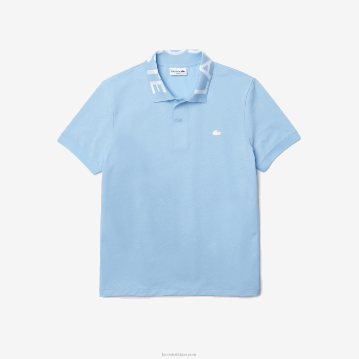 homens Lacoste hbp azul polo piquet slim fit gola com letras respirável leve 08D0900
