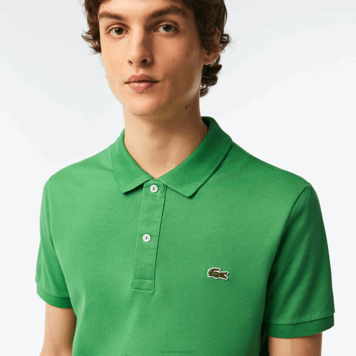 homens Lacoste l94 verde polo slim fit L.12.12 original 08D0248
