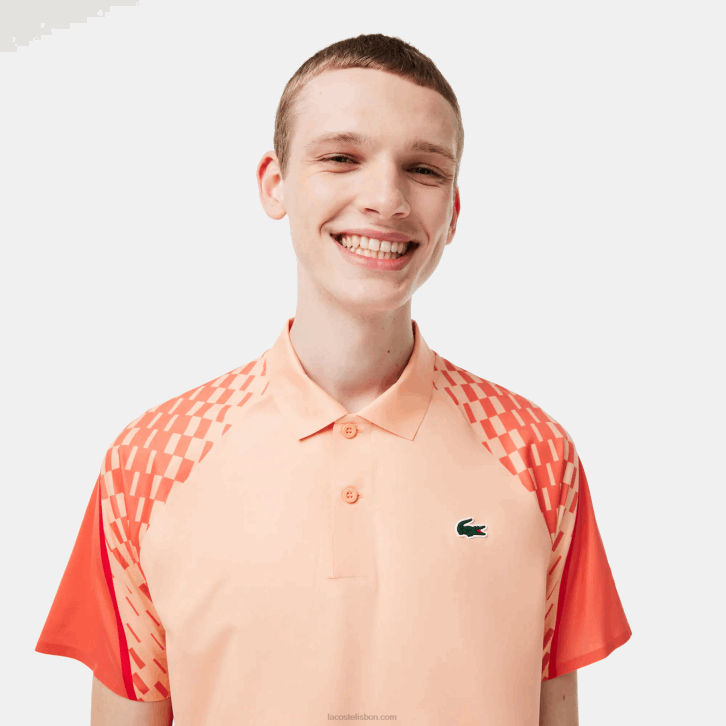 homens Lacoste laranja claro laranja vermelho t7i polo tricolor tênis x novak djokovic 08D0237