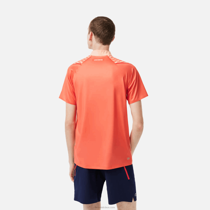homens Lacoste laranja claro laranja vermelho t7i polo tricolor tênis x novak djokovic 08D0237
