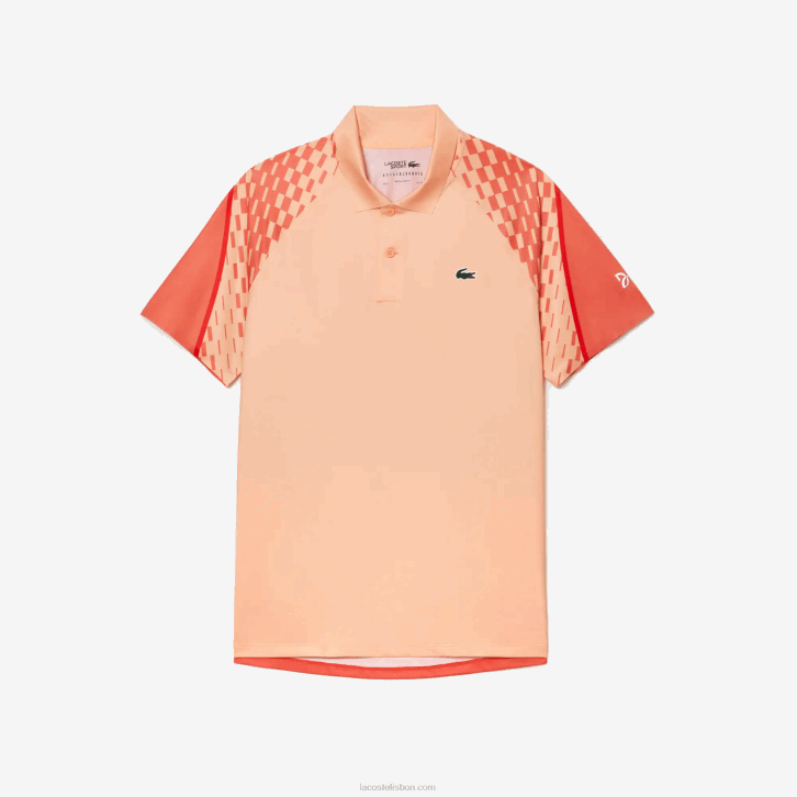 homens Lacoste laranja claro laranja vermelho t7i polo tricolor tênis x novak djokovic 08D0237