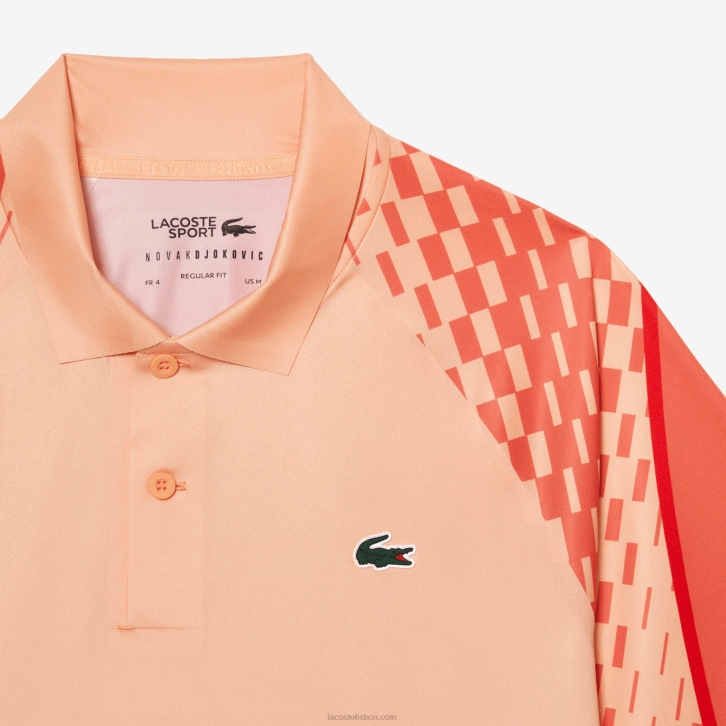 homens Lacoste laranja claro laranja vermelho t7i polo tricolor tênis x novak djokovic 08D0237