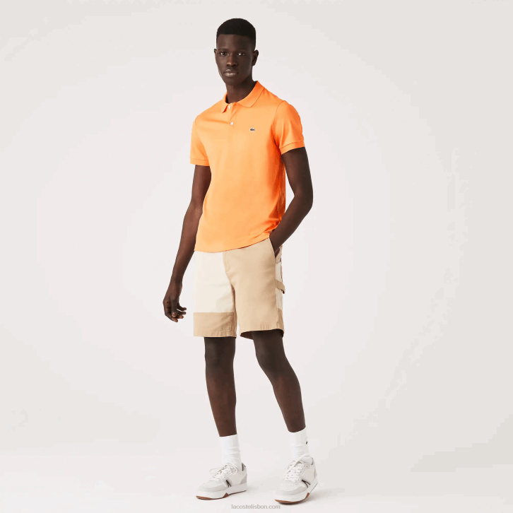 homens Lacoste laranja npb polo de algodão pima de ajuste regular 08D0946
