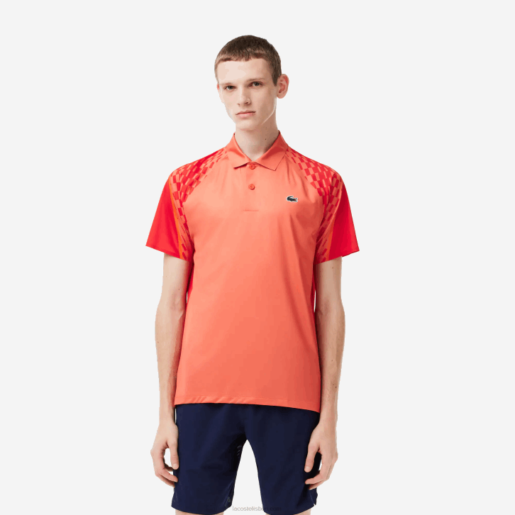 homens Lacoste laranja vermelho laranja xij polo tricolor tênis x novak djokovic 08D0236