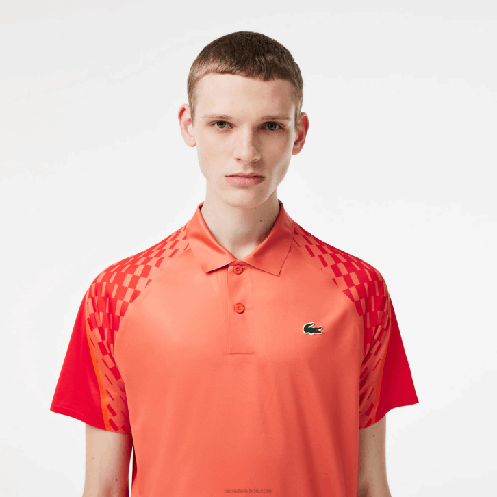 homens Lacoste laranja vermelho laranja xij polo tricolor tênis x novak djokovic 08D0236