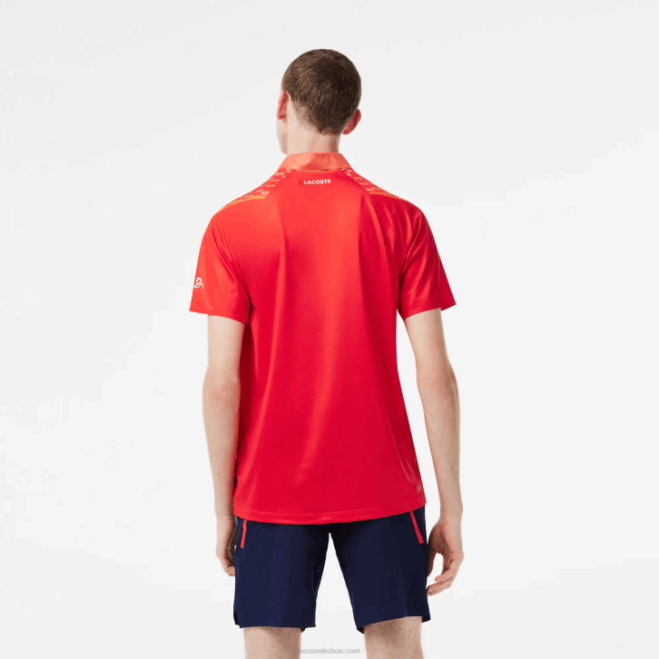 homens Lacoste laranja vermelho laranja xij polo tricolor tênis x novak djokovic 08D0236