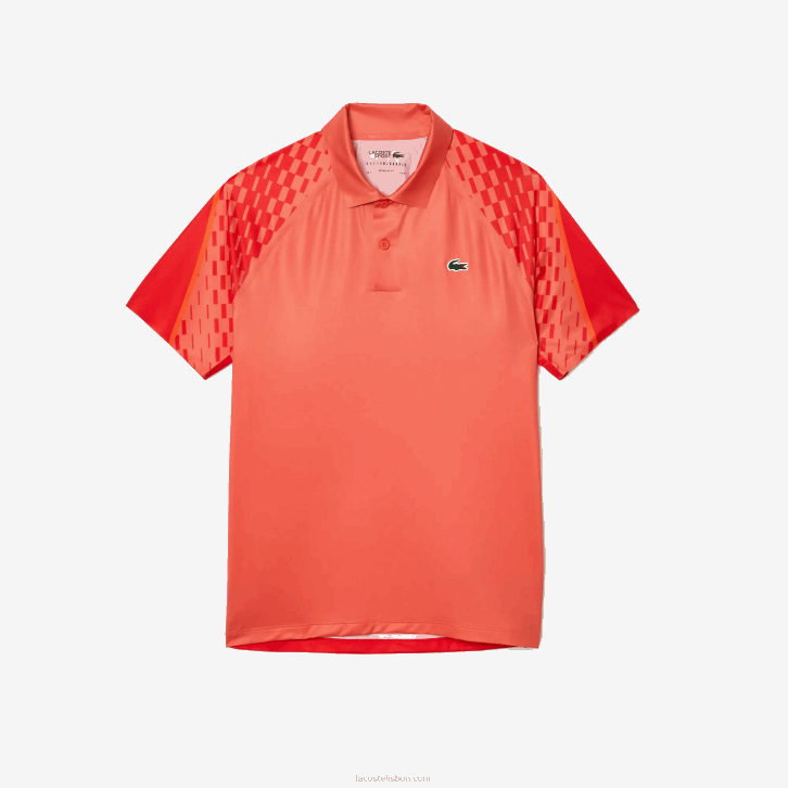 homens Lacoste laranja vermelho laranja xij polo tricolor tênis x novak djokovic 08D0236