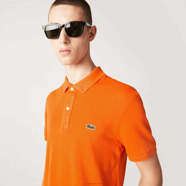 homens Lacoste laranja z4d polo slim fit L.12.12 original 08D0876