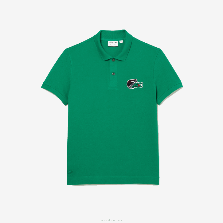 homens Lacoste ldm verde polo em piquê de algodão orgânico 08D0846