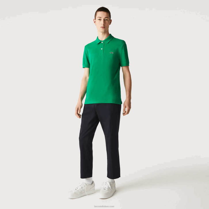 homens Lacoste ldm verde polo slim fit L.12.12 original 08D0940