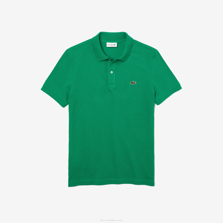 homens Lacoste ldm verde polo slim fit L.12.12 original 08D0940