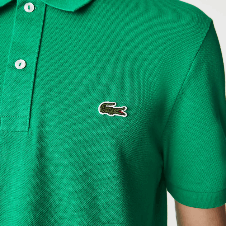 homens Lacoste ldm verde polo slim fit L.12.12 original 08D0940