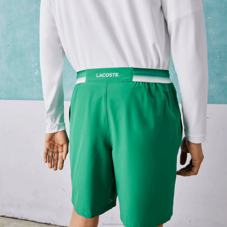 homens Lacoste ldm verde shorts esportivos x novak djokovic light stretch 08D01534