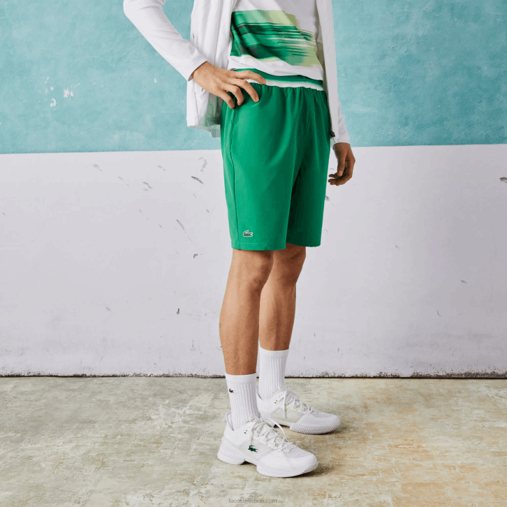 homens Lacoste ldm verde shorts esportivos x novak djokovic light stretch 08D01534