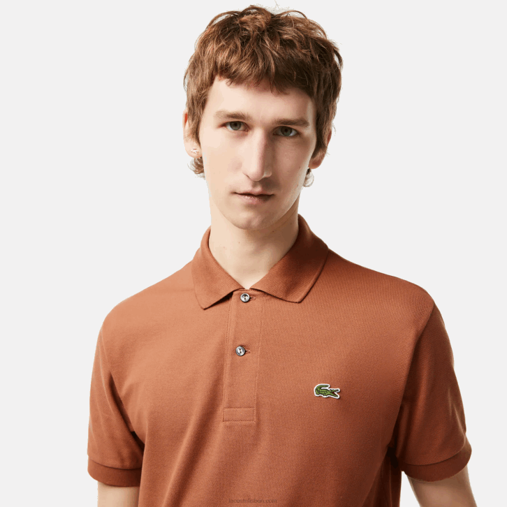 homens Lacoste lfa marrom claro polo l.12.12 original 08D0104