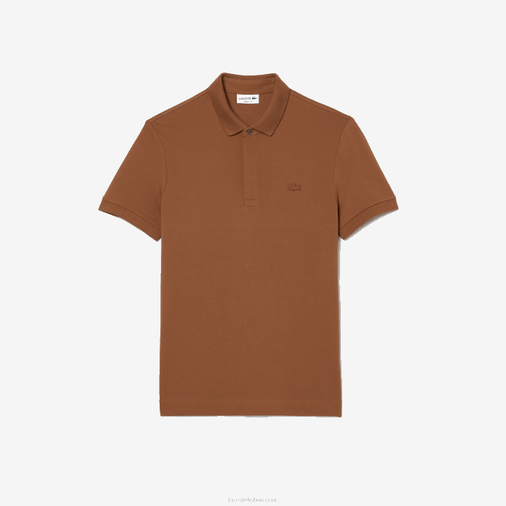 homens Lacoste lfa marrom claro polo smart paris em piquê de algodão elástico 08D0117