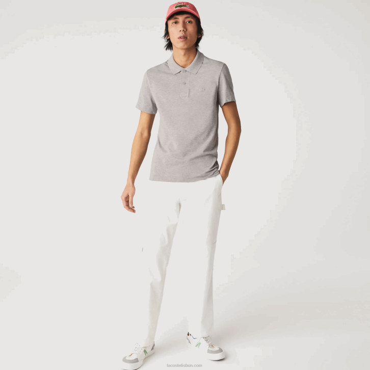 homens Lacoste lombo cinza 4jv polo piquê de algodão orgânico stretch slim fit 08D0599