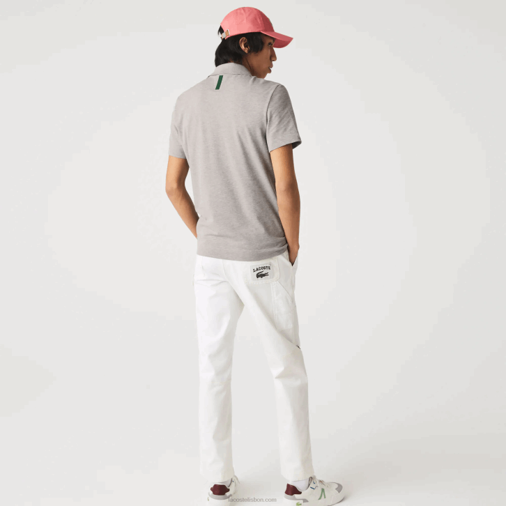 homens Lacoste lombo cinza 4jv polo piquê de algodão orgânico stretch slim fit 08D0599