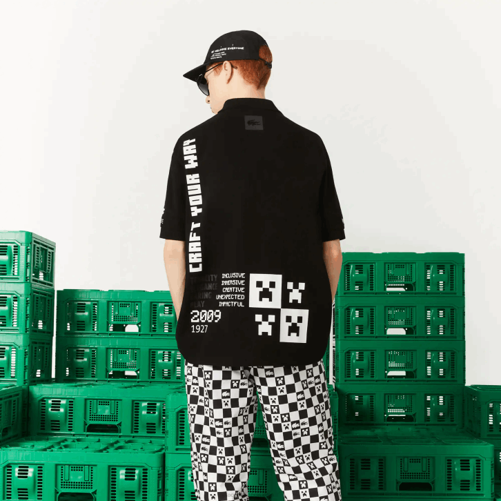 homens Lacoste preto 031 pólo de algodão orgânico live x minecraft solto 08D0938