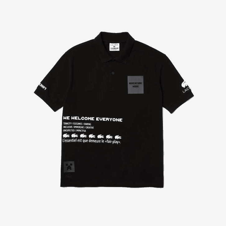 homens Lacoste preto 031 pólo de algodão orgânico live x minecraft solto 08D0938