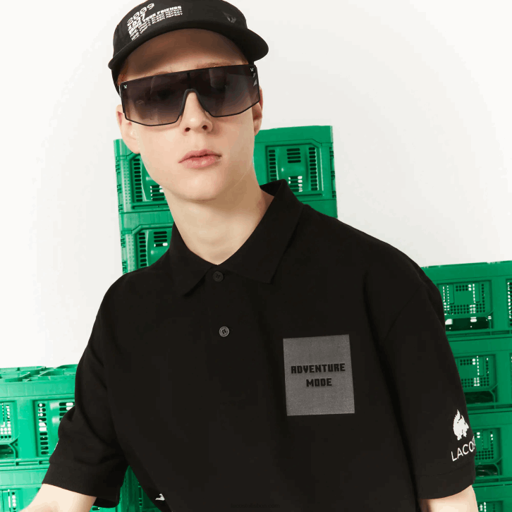 homens Lacoste preto 031 pólo de algodão orgânico live x minecraft solto 08D0938
