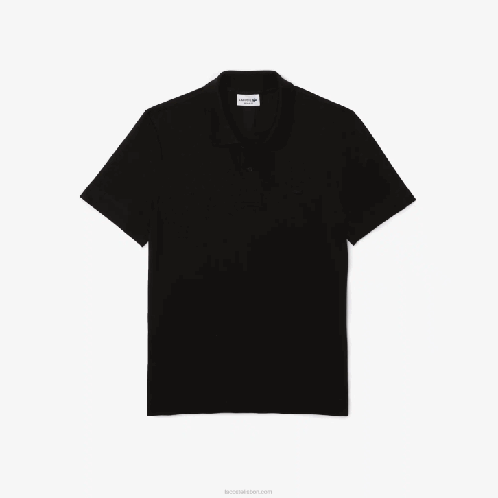 homens Lacoste preto 031 pólo piquê de algodão respirável de movimento ativo 08D0173