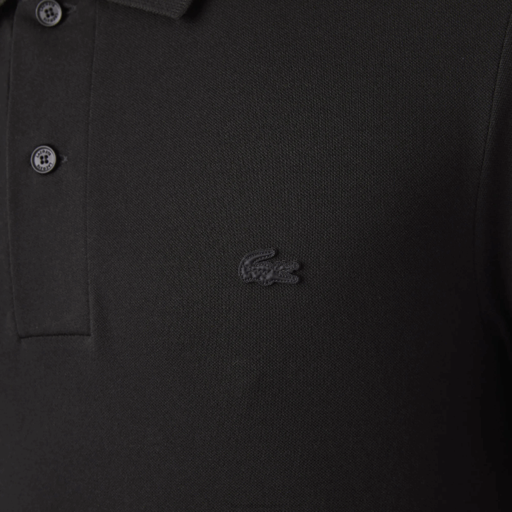 homens Lacoste preto 031 pólo piquê de algodão respirável de movimento ativo 08D0173