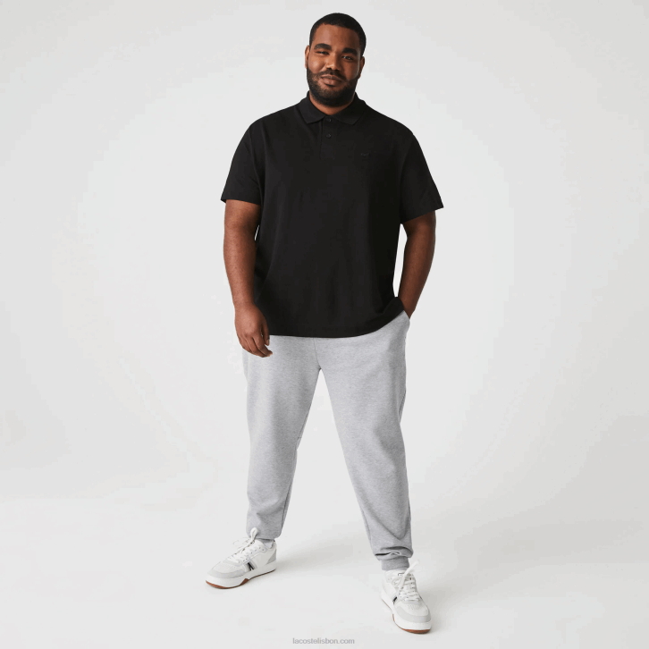 homens Lacoste preto 031 pólo piquê de algodão respirável de movimento ativo 08D0173