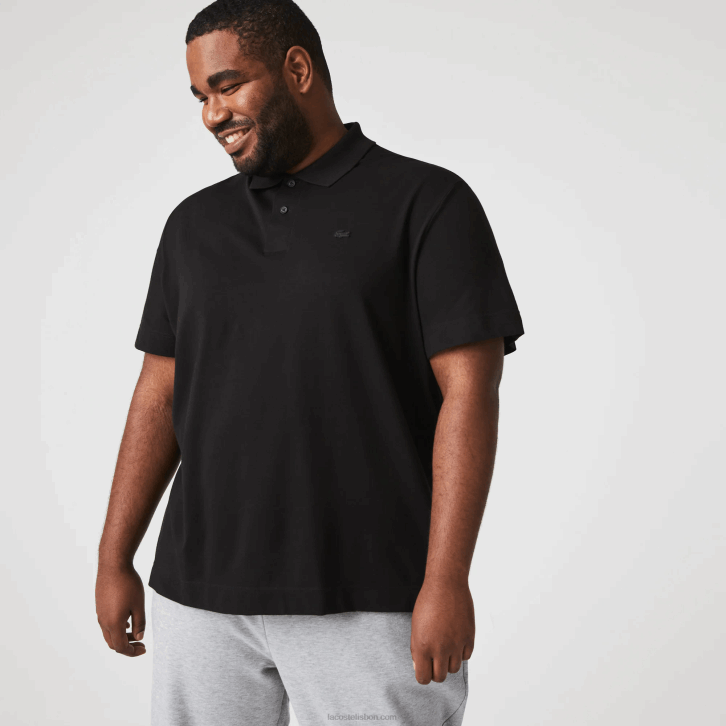 homens Lacoste preto 031 pólo piquê de algodão respirável de movimento ativo 08D0173