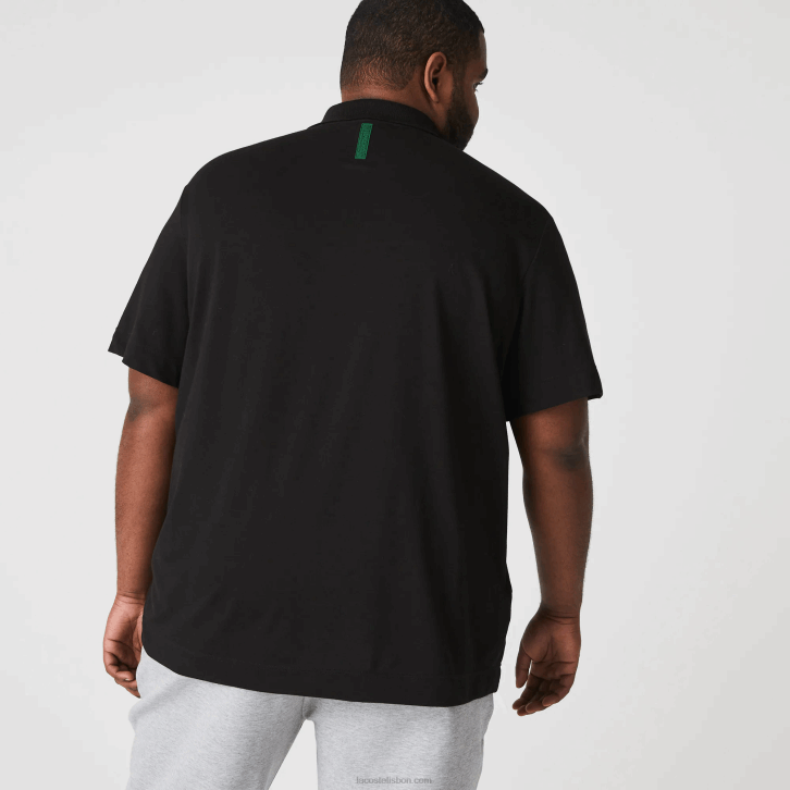 homens Lacoste preto 031 pólo piquê de algodão respirável de movimento ativo 08D0173