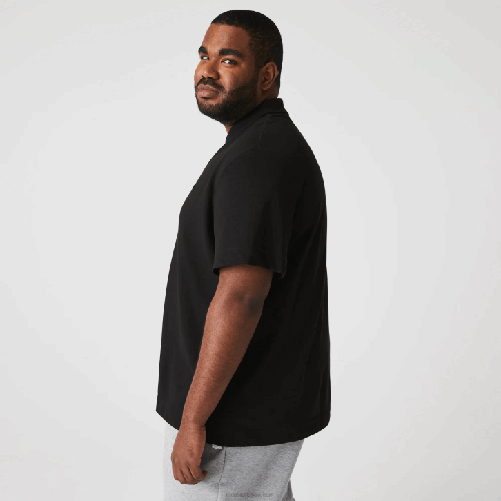 homens Lacoste preto 031 pólo piquê de algodão respirável de movimento ativo 08D0173