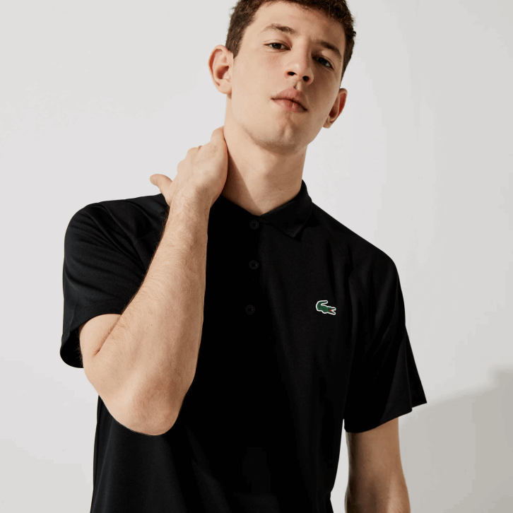 homens Lacoste preto 031 polo interlock respirável e resistente à abrasão esportivo 08D0165