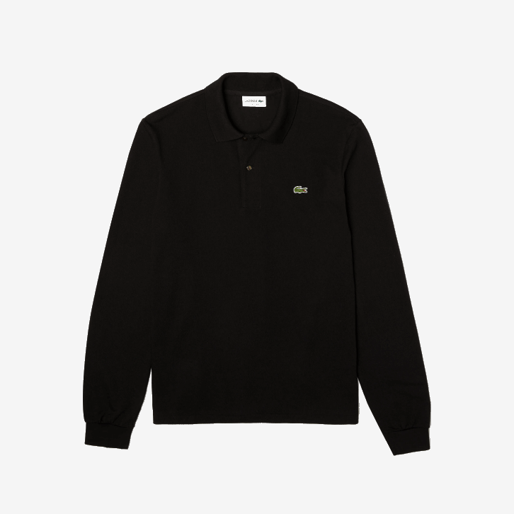 homens Lacoste preto 031 polo manga longa L.12.12 original 08D0645
