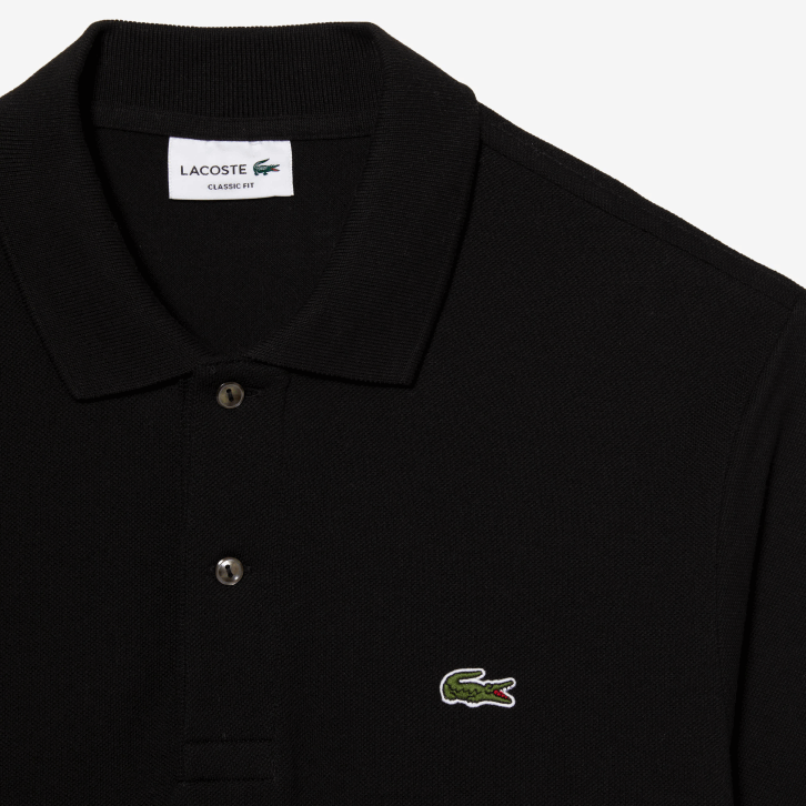 homens Lacoste preto 031 polo manga longa L.12.12 original 08D0645