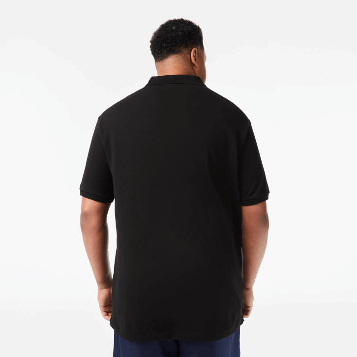 homens Lacoste preto 031 polo petit piquet de algodão - plus size - alto 08D0188