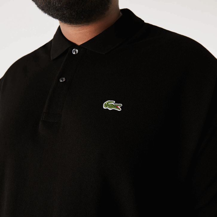 homens Lacoste preto 031 polo petit piquet de algodão - plus size - alto 08D0188